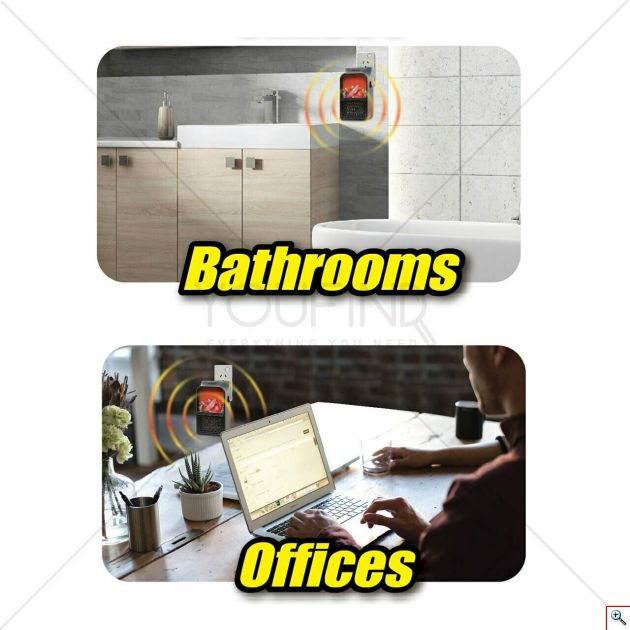 Σόμπα Πρίζας - Αερόθερμο με Θερμοστάτη, Χρονοδιακόπτη, LED Οθόνη & Τηλεχειριστήριο - Μίνι Τζάκι Εφέ Φλόγας - Flame Heater 500Watt 