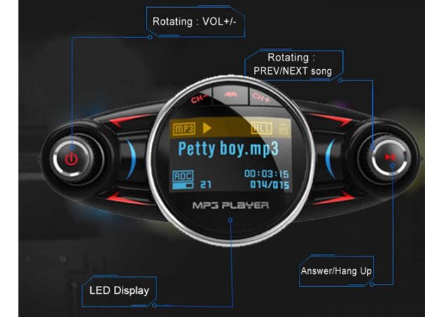 Πομπός FM Transmitter Bluetooth Αυτοκινήτου 5.0+EDR BT08 Car Kit