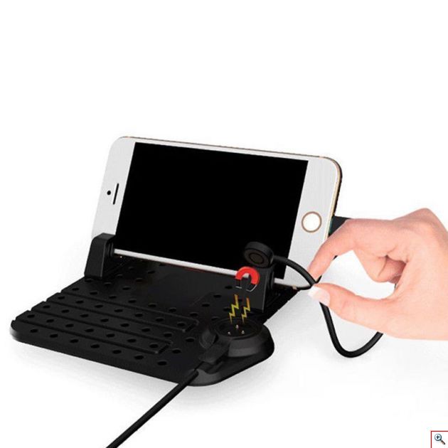 Αντιολισθητική Εύκαμπτη Βάση Στήριξης & Φόρτισης 2 σε 1 Αυτοκινήτου για Andoid & Iphone Smartphones Κινητά, GPS - Non-Slip Flexible Car Holder Charger