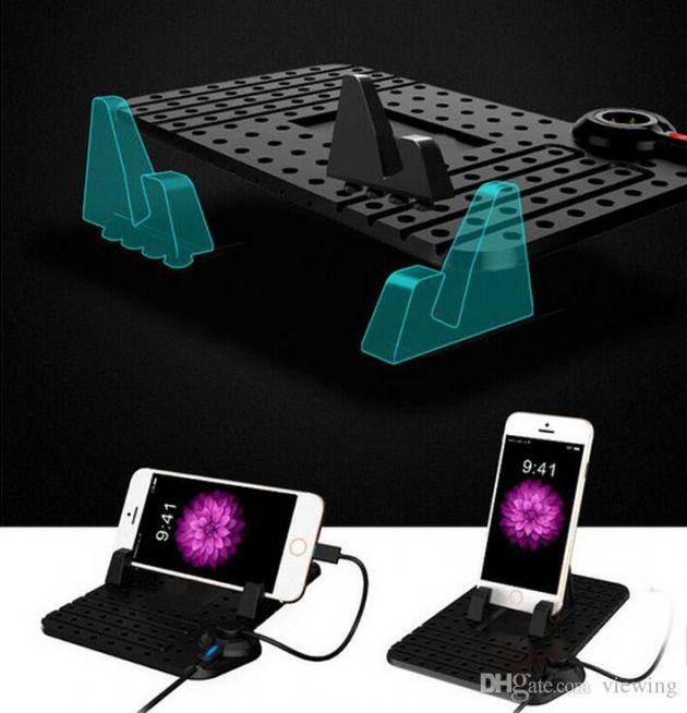 Αντιολισθητική Εύκαμπτη Βάση Στήριξης & Φόρτισης 2 σε 1 Αυτοκινήτου για Andoid & Iphone Smartphones Κινητά, GPS - Non-Slip Flexible Car Holder Charger