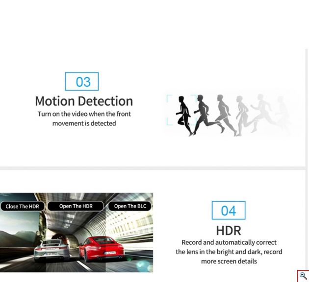 Τριπλό Καταγραφικό Αυτοκινήτου Full HD 1080p HDR 15MP με 2 x Κάμερες, Οθόνη 4.0 inch, Κάμερα Parking, Αισθητήρα Βαρύτητας & Κίνησης, Auto Exposure & Νυχτερινή Λήψη