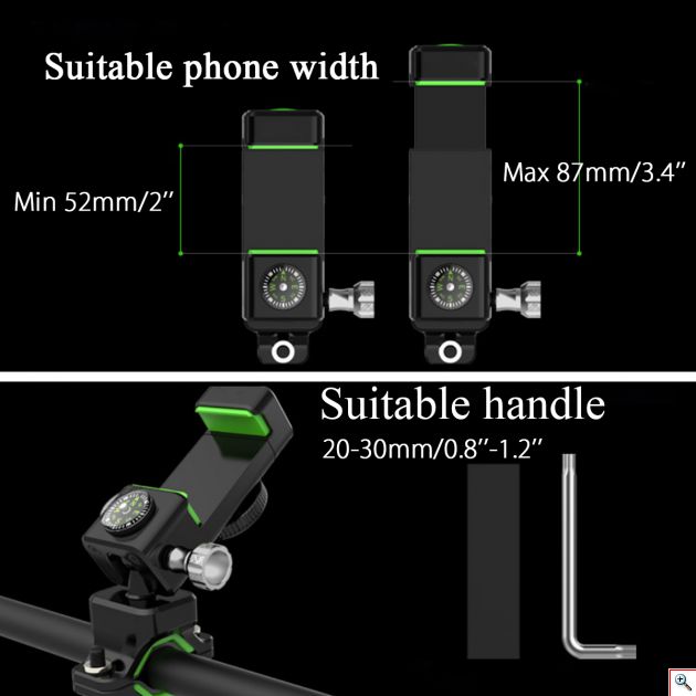 Action Βάση Κινητού με Φωτισμό LED & Πυξίδα για Μηχανή, Ποδήλατο