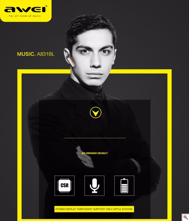 Mini Elegant Bluetooth Ασύρματο Ακουστικό Handsfree Awei® - Smart Bussiness Headset