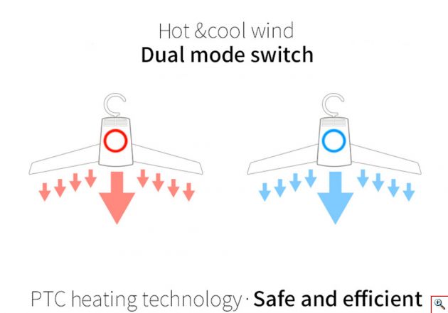 Ηλεκτρική Κρεμάστρα Αερόθερμο Ταξιδιού για Όλα τα Ρούχα - Στεγνώστρα για Πετσέτες, Παπούτσια, Εσώρουχα, Μπλούζες, Κάλτσες