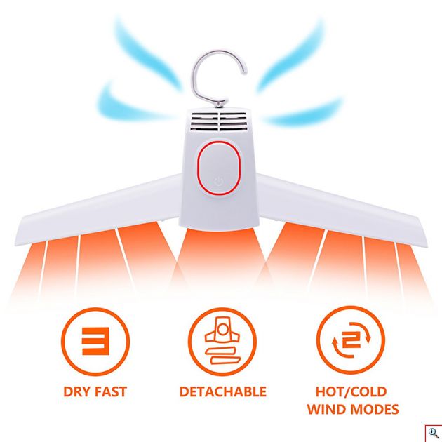 Ηλεκτρική Κρεμάστρα Αερόθερμο Ταξιδιού για Όλα τα Ρούχα - Στεγνώστρα για Πετσέτες, Παπούτσια, Εσώρουχα, Μπλούζες, Κάλτσες