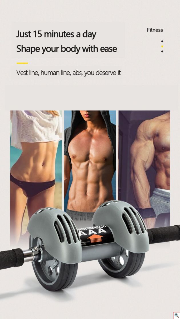 Pro Διπλή Ρόδα Τροχός Κοιλιακών με Αντίσταση - Επαναφορά - Περισσότερη Ισορροπία & Σταθερότητα - AB Wheel Automatic Rebound