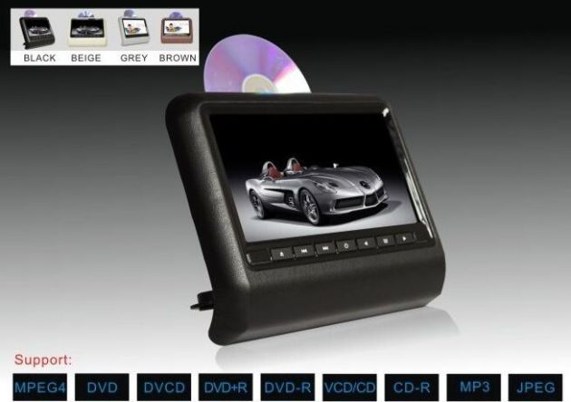 Ρυθμιζόμενη Οθόνη DVD Player για το Προσκέφαλο Καθίσματος Αυτοκινήτου MP3, USB, SD με Τηλεχειριστήριο