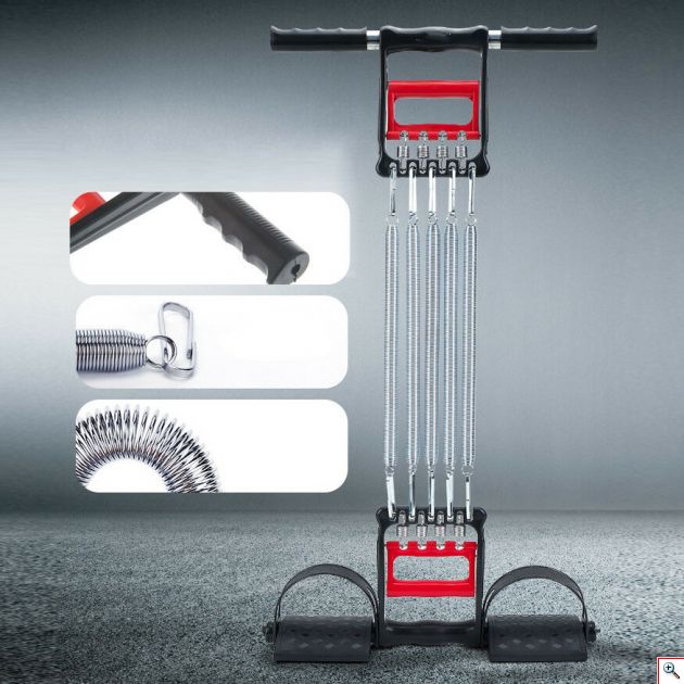 3 σε 1 Ελατήρια Εκγύμνασης με Πατάκια Ποδιών Κωπηλατικής, Στήθους, Καρπού, Πήχη, Χεριών & Δικεφάλων - Chest Expander Spring Rowing