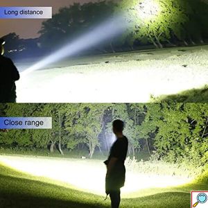 Αδιάβροχος Επαναφορτιζόμενος LED Φακός 1800LM 6000K με Δυνατότητα Εστίασης Δέσμης - 5 Λειτουργίες Φωτισμού & Βαλιτσάκι Μεταφοράς