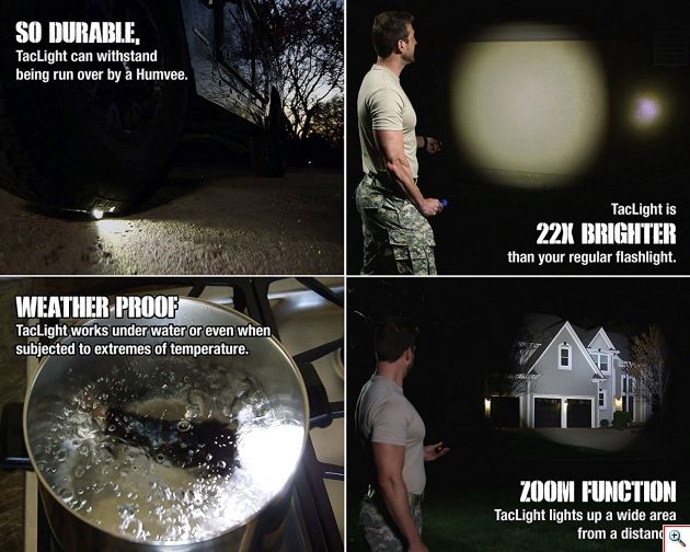 Αδιάβροχος Μαγνητικός Διπλός Φακός & Φωτιστικό 180ᵒ LED 800Lm TacLight® με SUPER ZOOM, SOS & 5 Modes