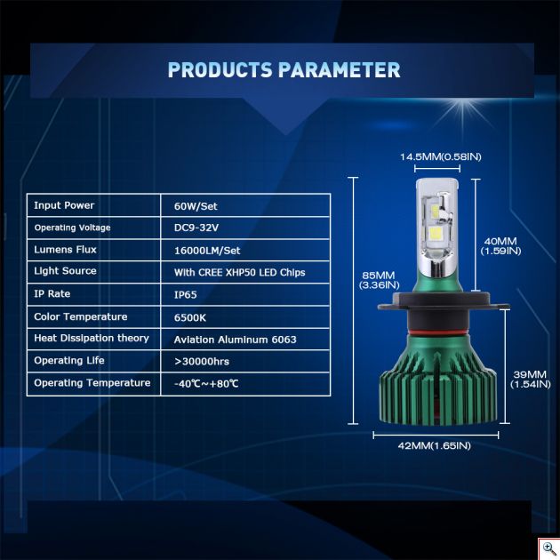 LED Φώτα Αυτοκινήτου NovSight H4 6500K 16000LM (2x8000) 60W (2x30W) CAN BUS