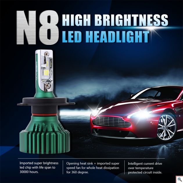 LED Φώτα Αυτοκινήτου NovSight H4 6500K 16000LM (2x8000) 60W (2x30W) CAN BUS