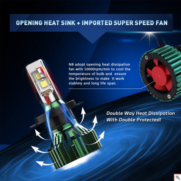 LED Φώτα Αυτοκινήτου NovSight H4 6500K 16000LM (2x8000) 60W (2x30W) CAN BUS