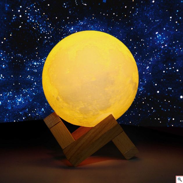 Ανάγλυφο Φωτιστικό Αφής 3D Φεγγάρι Moon Light LED Επαναφορτιζόμενο με 3 Αποχρώσεις
