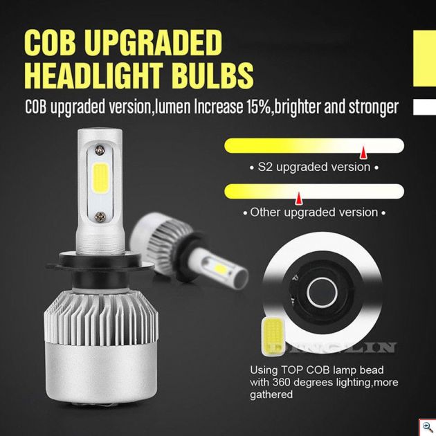 Εμπρόσθια Φώτα - Λαμπτήρες Αυτοκινήτου LED COB H7 16000LM (2 x 8000LM) & 72W (2x36w)