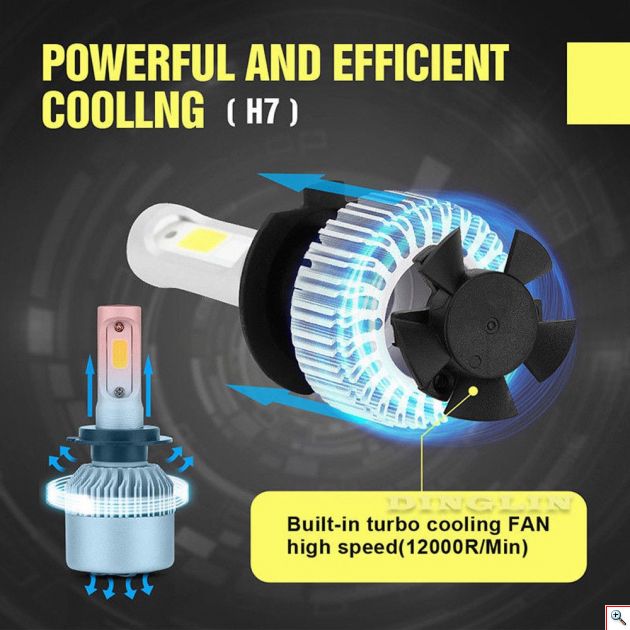 Εμπρόσθια Φώτα - Λαμπτήρες Αυτοκινήτου LED COB H7 16000LM (2 x 8000LM) & 72W (2x36w)