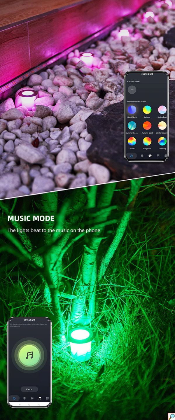 Έξυπνα Ηλιακά Διακοσμητικά LED RGB Λαμπιόνα Bluetooth με Βάση για το Χώμα & App Εφαρμογή Κινητού 8τμχ - Ασημί