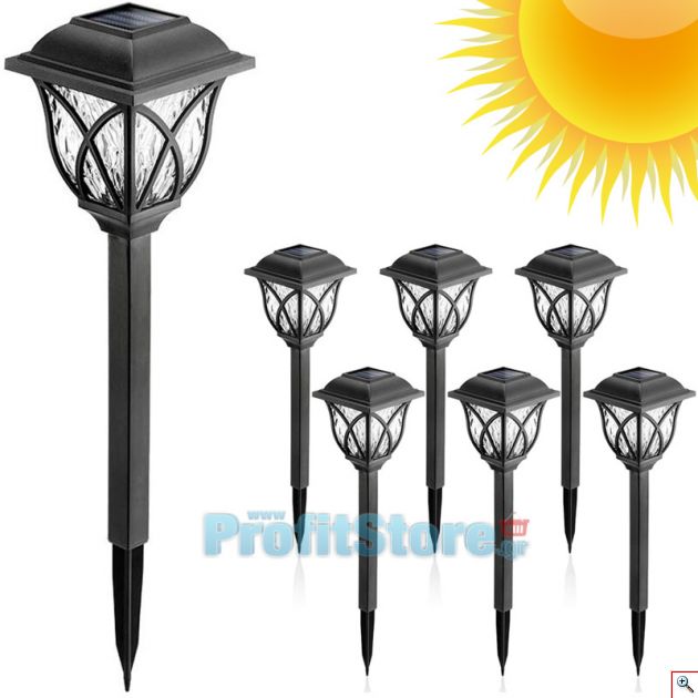 Σετ 6 x Ηλιακό Φωτιστικό Κήπου LED 36cm Αδιάβροχο Καρφωτό Χωνευτό Χώματος με Ηλιακό Πάνελ & Φωτοκύτταρο