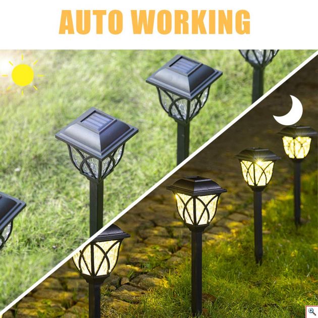 Σετ 6 x Ηλιακό Φωτιστικό Κήπου LED 36cm Αδιάβροχο Καρφωτό Χωνευτό Χώματος με Ηλιακό Πάνελ & Φωτοκύτταρο