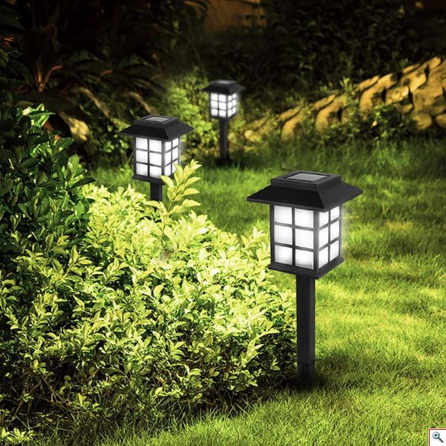 Σετ 6 x Ηλιακό Φωτιστικό Κήπου LED 39cm Αδιάβροχο Καρφωτό Χωνευτό Χώματος με Ηλιακό Πάνελ & Φωτοκύτταρο