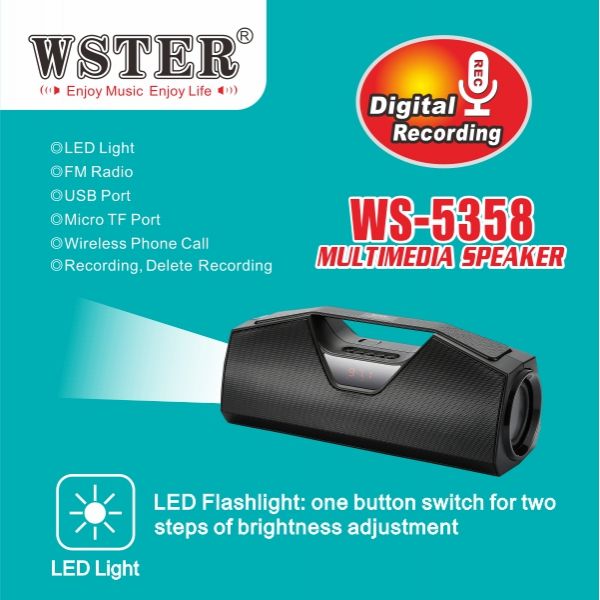 Ηχείο HiFi Bluetooth με Μικρόφωνο για Handsfree Ομιλία & Ηχογράφηση, Φακό LED - Multimedia Speaker USB/SD/AUX/FM MP3 Player, Hands Free Kit