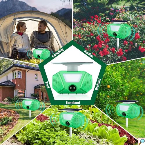 Ηλιακό Επαναφορτιζόμενο USB Απωθητικό Πουλιών και Μικρών Ζώων με Υπέρηχο, Φλας και Ηχογραφημένους Ήχου