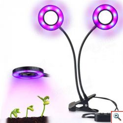 Διπλό LED Φωτιστικό για Ανάπτυξη Φυτών με Κλιπ & Εύκαμπτο Βραχίονα με USB Θερμοκηπίου - Double LED Plant Grow Light