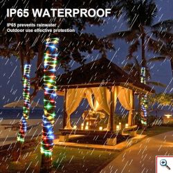 Χριστουγεννιάτικος Ηλιακός Φωτοσωλήνας 10m LED με RGB Πολύχρωμο Φωτισμό