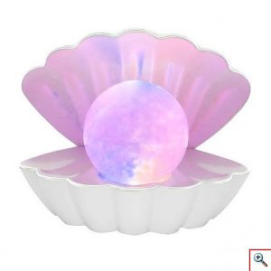Επιτραπέζιο Διακοσμητικό Φωτιστικό LED RGB σε Σχήμα Κοχύλι με Μαργαριτάρι που Αλλάζει Χρώματα - Colour Changing Clam Shell Lamp 18x12x15cm