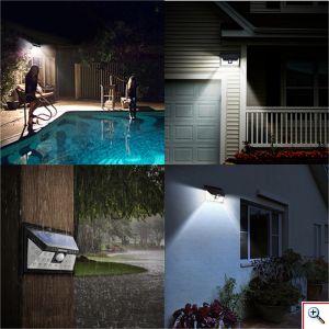Ηλιακό Solar Ευρυγώνιο Φωτιστικό - Προβολέας Τοίχου 180ᵒ Μοιρών LED με Ανιχνευτή Κίνησης, Αισθητήρα Νυκτός & 2 Λειτουργίες Φωτισμού