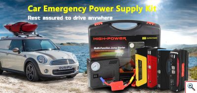 Εκκινητής Power Bank USB & Κομπρεσέρ Τρόμπα Αέρος Αυτοκινήτου με LED Φακό Αστυνομίας & Κόφτη Ζώνης - Jump Starter Τροφοδοτικό - Φορτίζει από Κινητό μέχρι Αυτοκίνητο