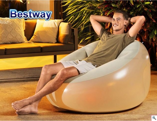 LED Φουσκωτή Πολυθρόνα BestWay με 7 Χρώματα Φωτισμού 102x97x71 cm