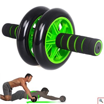 Διπλή Ρόδα Εκγύμνασης Κοιλιακών για Περισσότερη Σταθερότητα - AB Wheel Roller Πράσινο