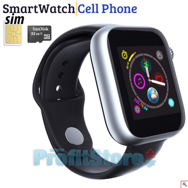 Smart Watch - Ρολόι Κινητό Τηλέφωνο Sim Handsfree με Οθόνη Αφής, Αισθητήρα Κίνησης, World Clock, Κάμερα Βηματομετρητή, Μέτρηση Ύπνου, Facebook, Internet, Antilost & Ξυπνητήρι κα