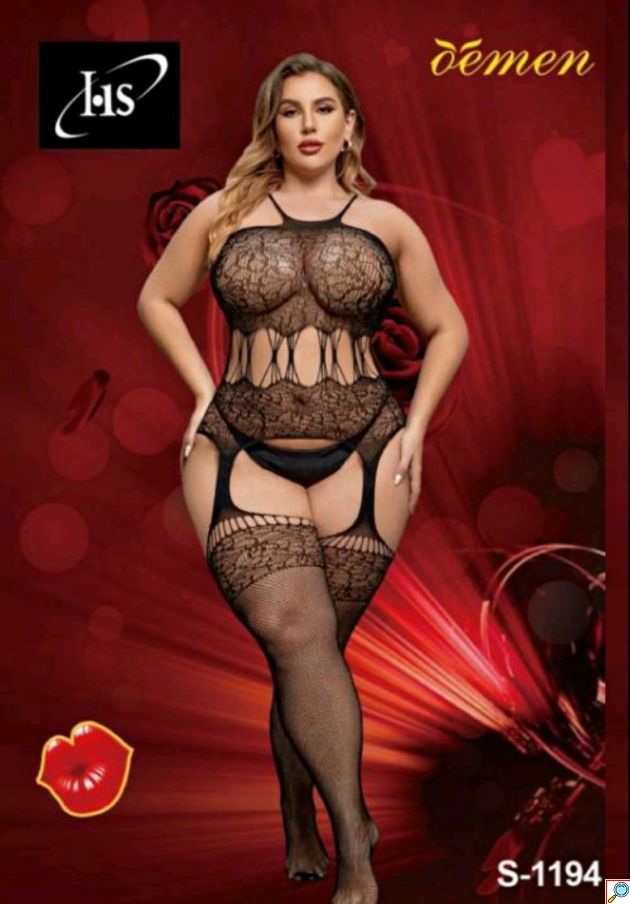 HS Αισθησιακό Γυναικείο Plus Size Ολόσωμο See Through Εσώρουχο One Size - Μαύρο