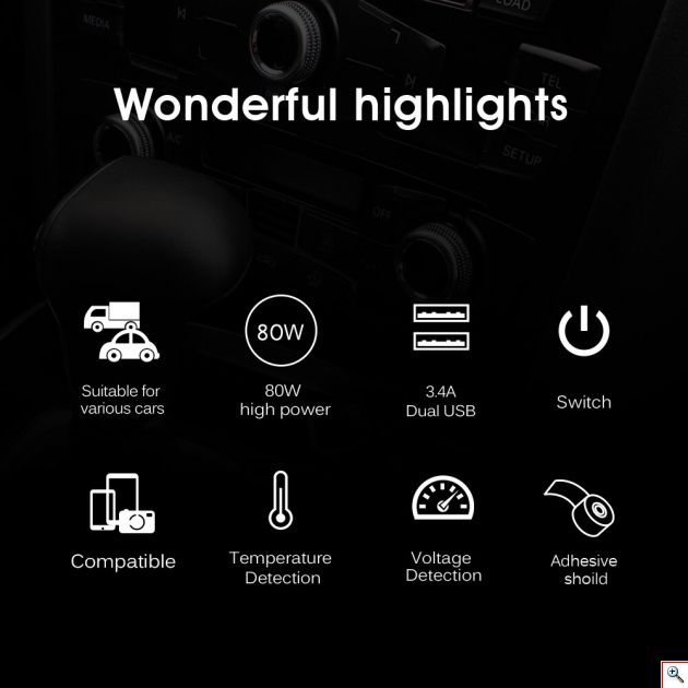 Splitter Αναπτήρα με Dual 2x Φορτιστή USB, Βολτόμετρο & Θερμόμετρο Αυτοκινήτου DC 12V-24V