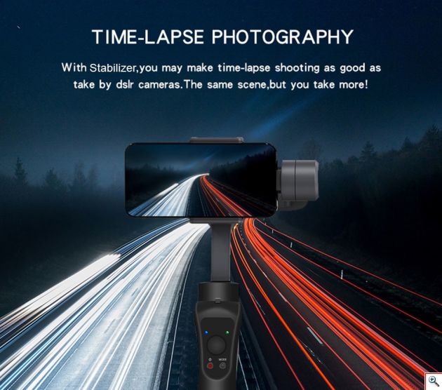 Bluetooth Χειροκίνητος Σταθεροποιητής Εικόνας & Βίντεο Κινητού - Handheld Stabilizer Gimbal 3-Axis Selfie stick με Powerbank, JoyStick, Zoom & App