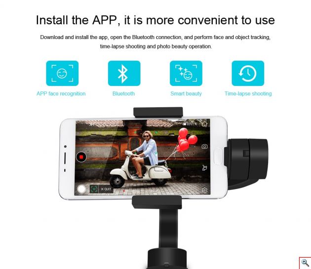 Bluetooth Χειροκίνητος Σταθεροποιητής Εικόνας & Βίντεο Κινητού - Handheld Stabilizer Gimbal 3-Axis Selfie stick με Powerbank, JoyStick, Zoom & App