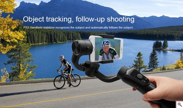 Bluetooth Χειροκίνητος Σταθεροποιητής Εικόνας & Βίντεο Κινητού - Handheld Stabilizer Gimbal 3-Axis Selfie stick με Powerbank, JoyStick, Zoom & App