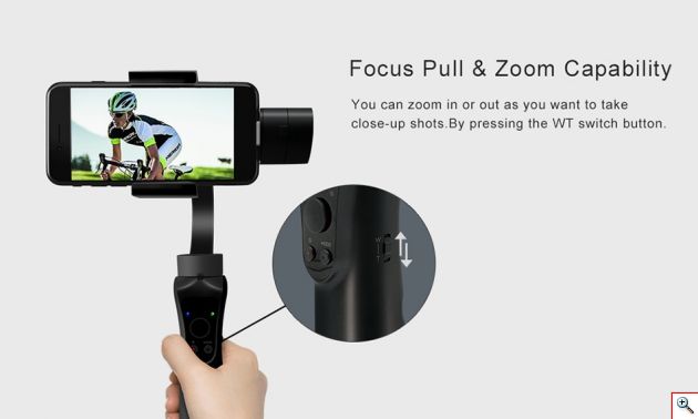 Bluetooth Χειροκίνητος Σταθεροποιητής Εικόνας & Βίντεο Κινητού - Handheld Stabilizer Gimbal 3-Axis Selfie stick με Powerbank, JoyStick, Zoom & App