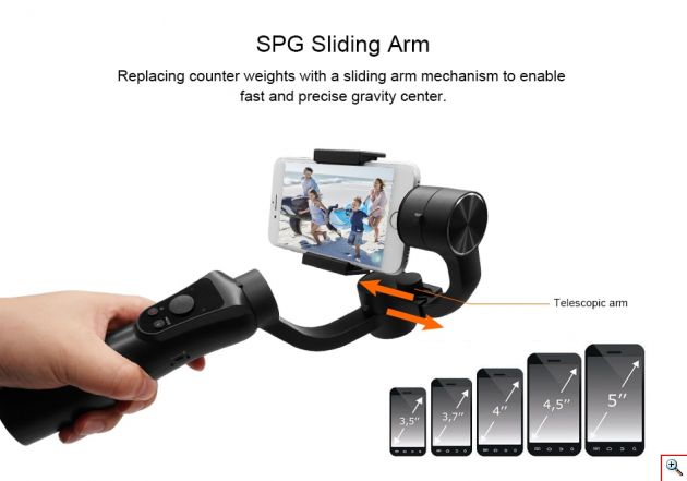 Bluetooth Χειροκίνητος Σταθεροποιητής Εικόνας & Βίντεο Κινητού - Handheld Stabilizer Gimbal 3-Axis Selfie stick με Powerbank, JoyStick, Zoom & App