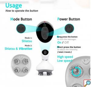 Octopus Αδιάβροχη Συσκευή Μασάζ Κεφαλιού Shiatsu & Δονήσεων 4D - Καταπολέμηση Τριχόπτωσης - Επαναφορτιζόμενη Smart Scalp Massager με LCD Οθόνη