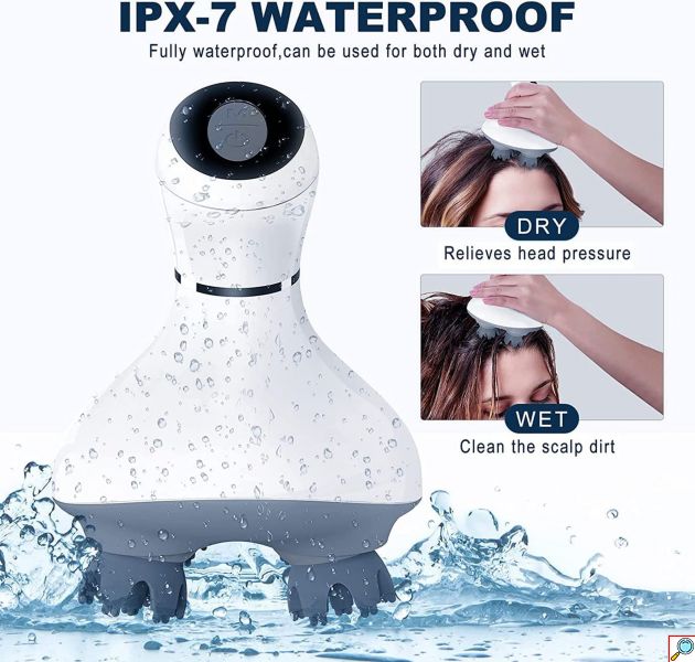 Octopus Αδιάβροχη Συσκευή Μασάζ Κεφαλιού Shiatsu & Δονήσεων 4D - Καταπολέμηση Τριχόπτωσης - Επαναφορτιζόμενη Smart Scalp Massager με LCD Οθόνη