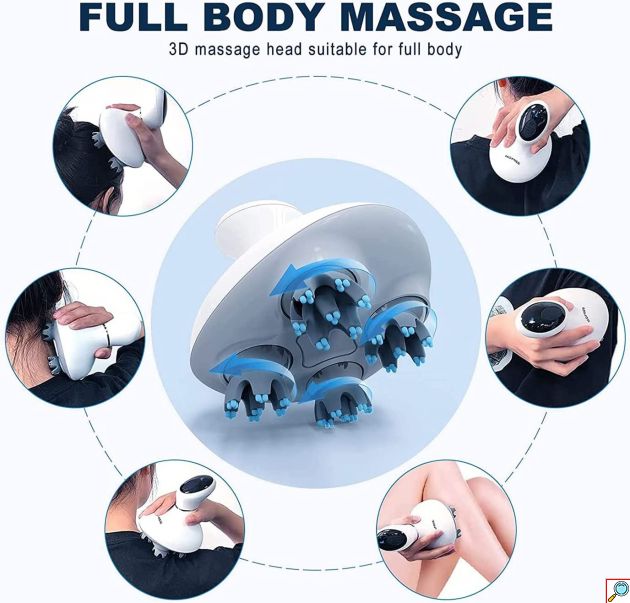 Octopus Αδιάβροχη Συσκευή Μασάζ Κεφαλιού Shiatsu & Δονήσεων 4D - Καταπολέμηση Τριχόπτωσης - Επαναφορτιζόμενη Smart Scalp Massager με LCD Οθόνη