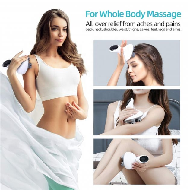 Octopus Αδιάβροχη Συσκευή Μασάζ Κεφαλιού Shiatsu & Δονήσεων 4D - Καταπολέμηση Τριχόπτωσης - Επαναφορτιζόμενη Smart Scalp Massager με LCD Οθόνη