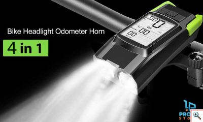 Αδιάβροχο Ταχύμετρο 4 σε 1 με Φώτα Πορείας 800Lm, Κόρνα 120db & Χρονόμετρο - Επαναφορτιζόμενος Φακός LED με 4 Ρυθμίσεις Φωτισμού Γαλάζιο