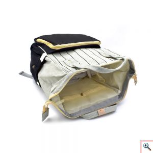 Τσάντα Μωρού Πλάτης Mommy Bag Backpack AiFi – Μαύρο, Γκρι Ριγέ