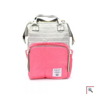 Τσάντα Μωρού Πλάτης Mommy Bag Backpack AiFi – Ροζ, Γκρι Ριγέ