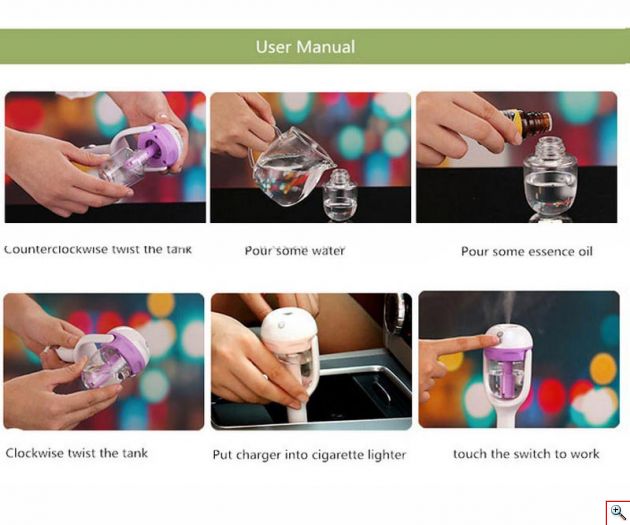 Μίνι Υγραντήρας Αυτοκινήτου Υπέρηχων 12V & Συσκευή Αρωματοθεραπείας