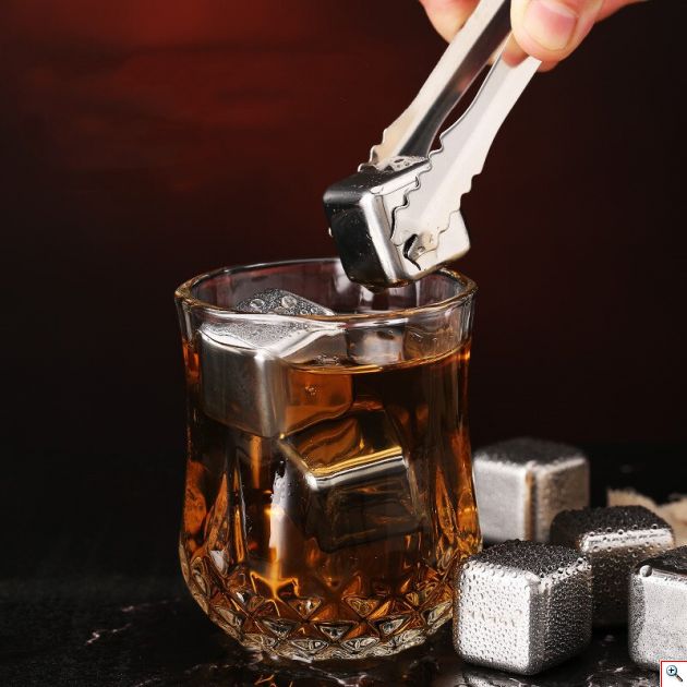 Ανοξείδωτα Μεταλλικά Παγάκια που δεν λιώνουν ποτέ - Σετ 6 τεμαχίων